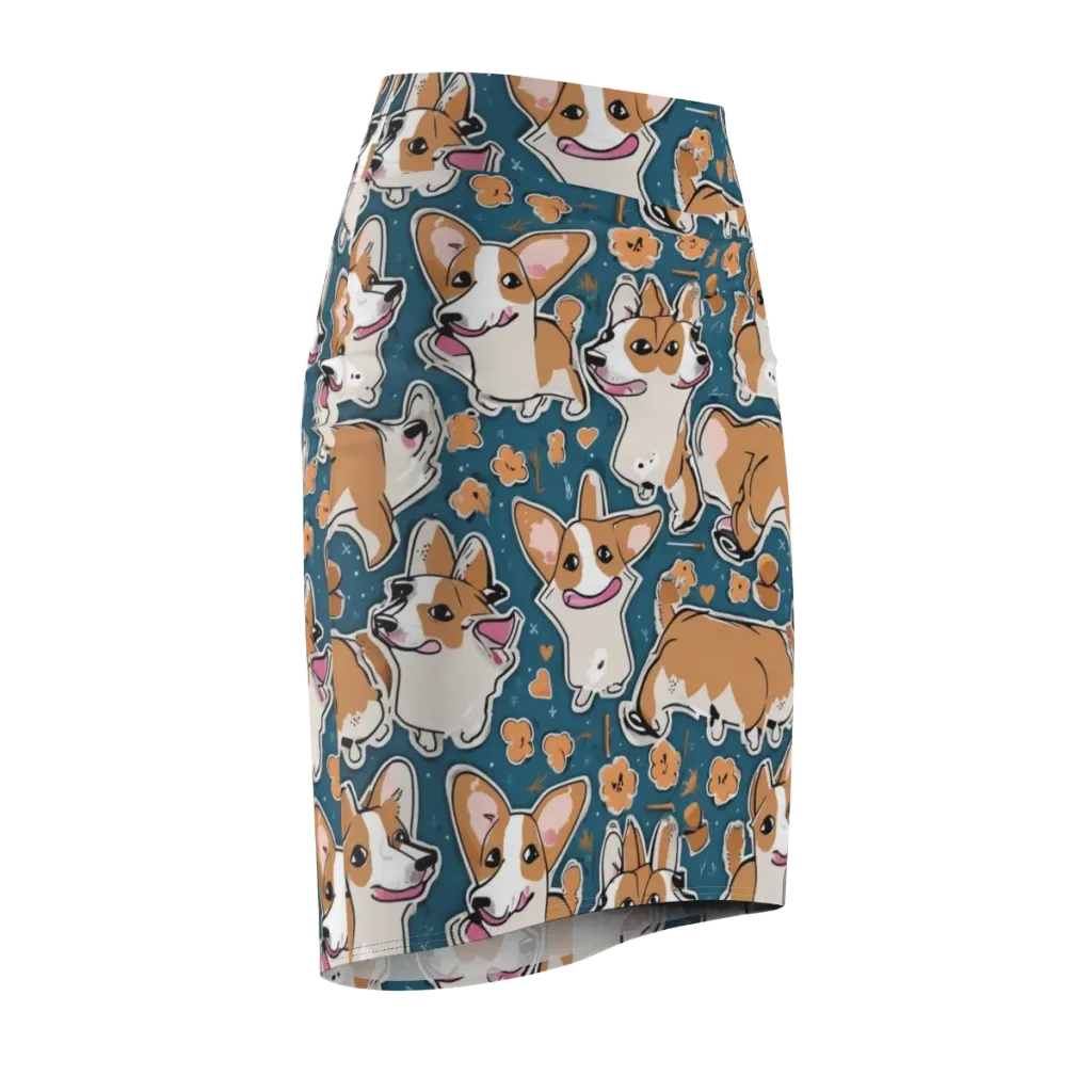 Corgi Confetti on Pencil Skirt — Front Side