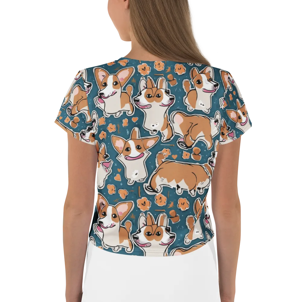 Corgi Confetti on Crop Tee — Back