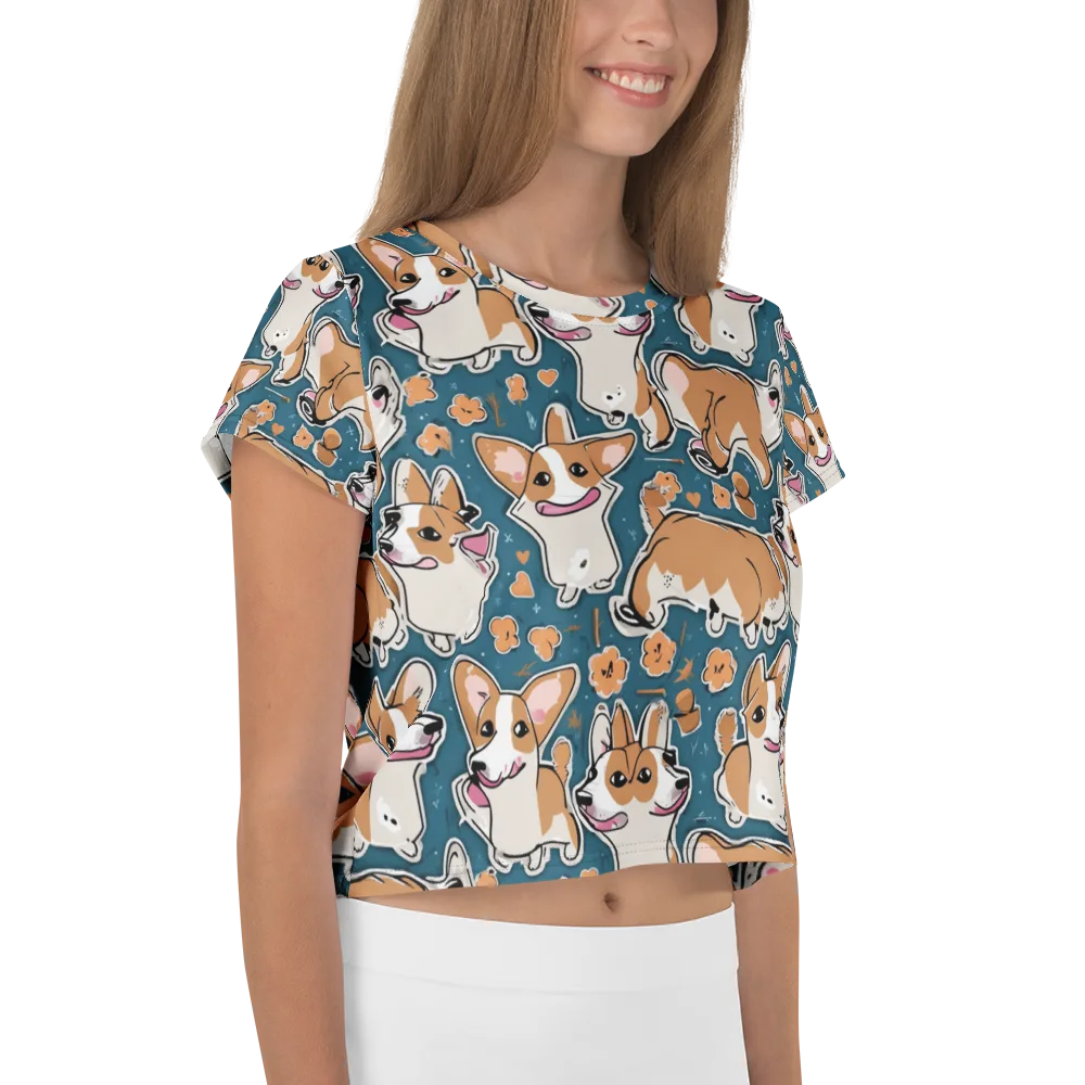 Corgi Confetti on Crop Tee — Right