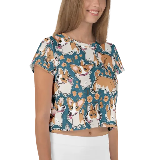 Corgi Confetti on a Crop Tee