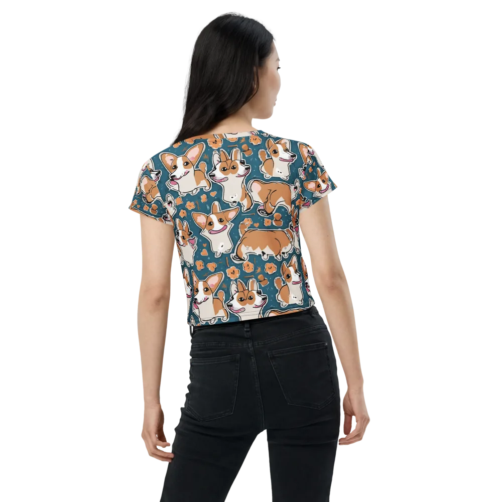 Corgi Confetti on Crop Tee — Back