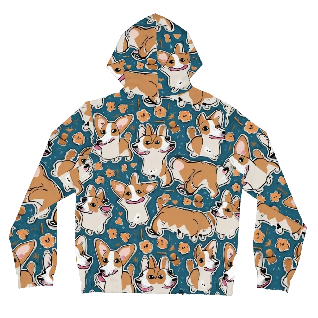 Corgi Confetti on Women's Full-Zip Hoodie — Back