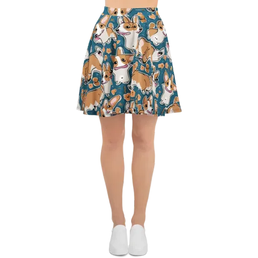 Corgi Confetti on a Skater Skirt