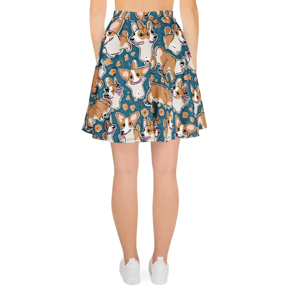 Corgi Confetti on Skater Skirt — Back