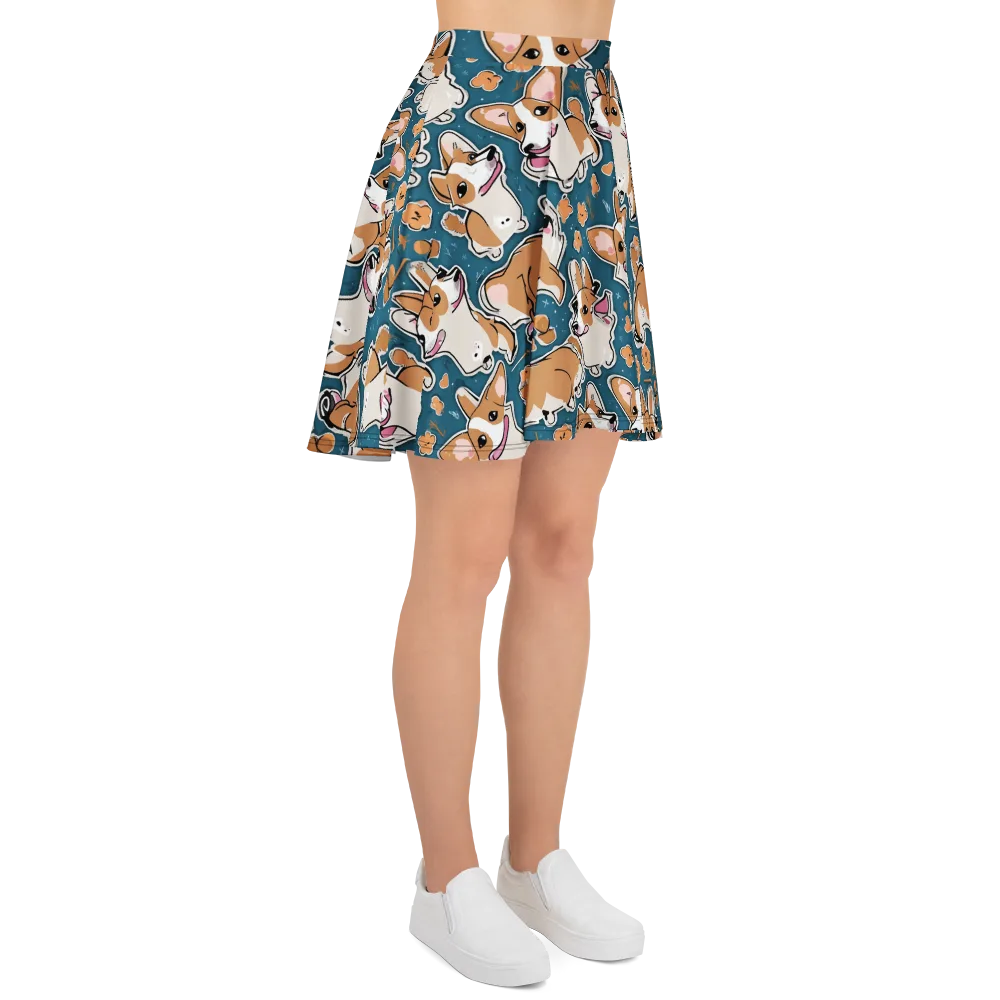 Corgi Confetti on Skater Skirt — Right