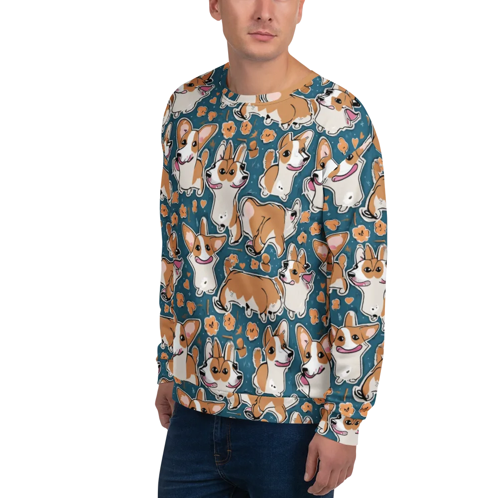 Corgi Confetti on Sweatshirt — Left Front