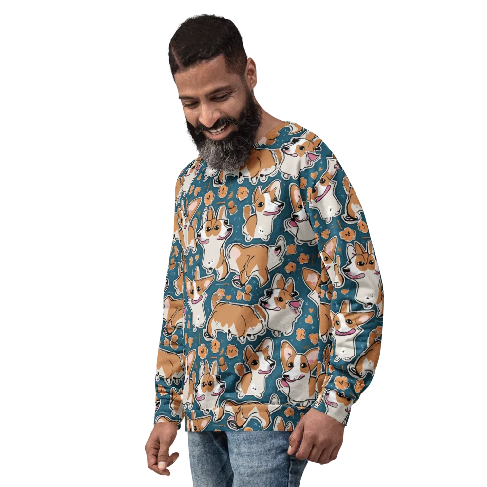 Corgi Confetti on Sweatshirt — Left Front