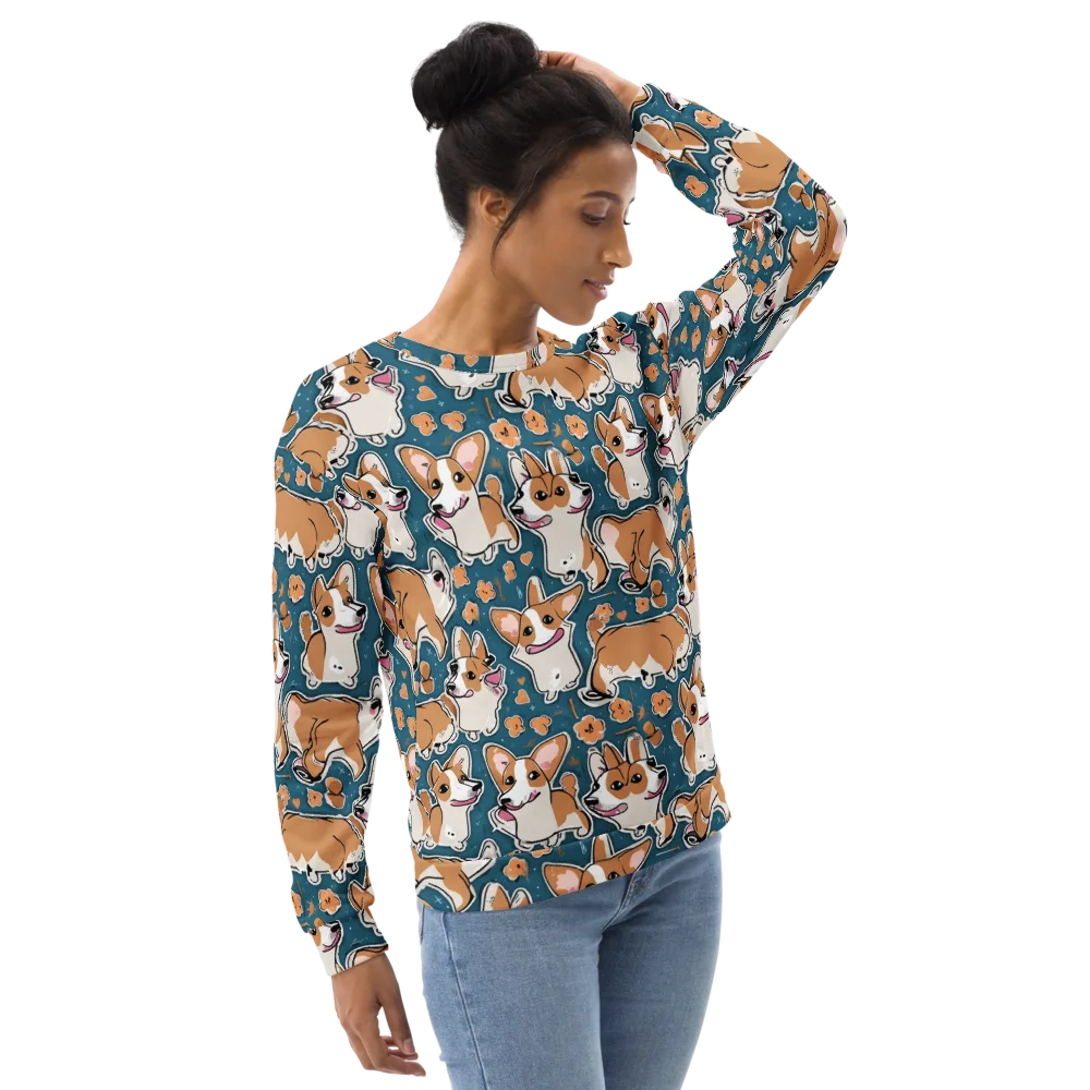 Corgi Confetti on Sweatshirt — Right Front