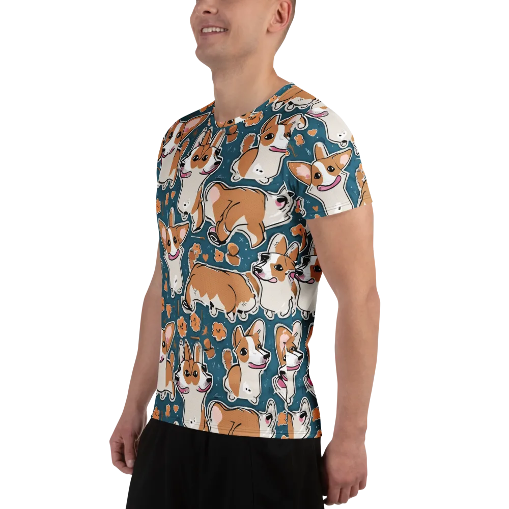 Corgi Confetti on Men's Athletic T-Shirt — Left