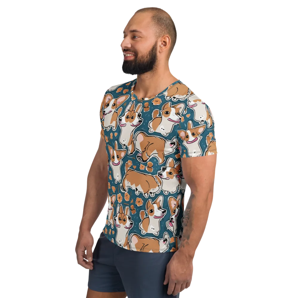 Corgi Confetti on Men's Athletic T-Shirt — Left