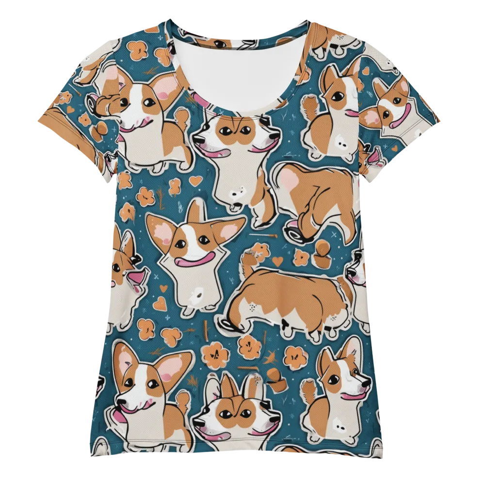 Corgi Confetti on Women's Athletic T-Shirt — Front