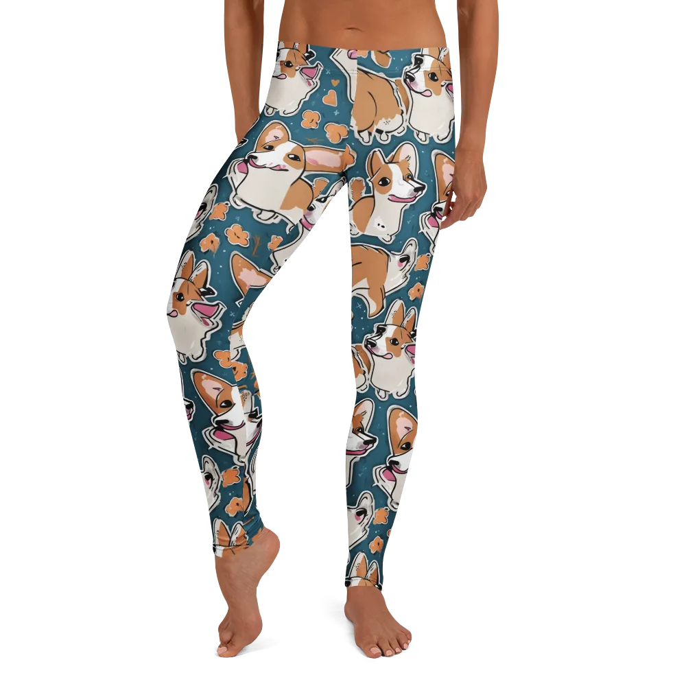 Corgi Confetti on Leggings — Front