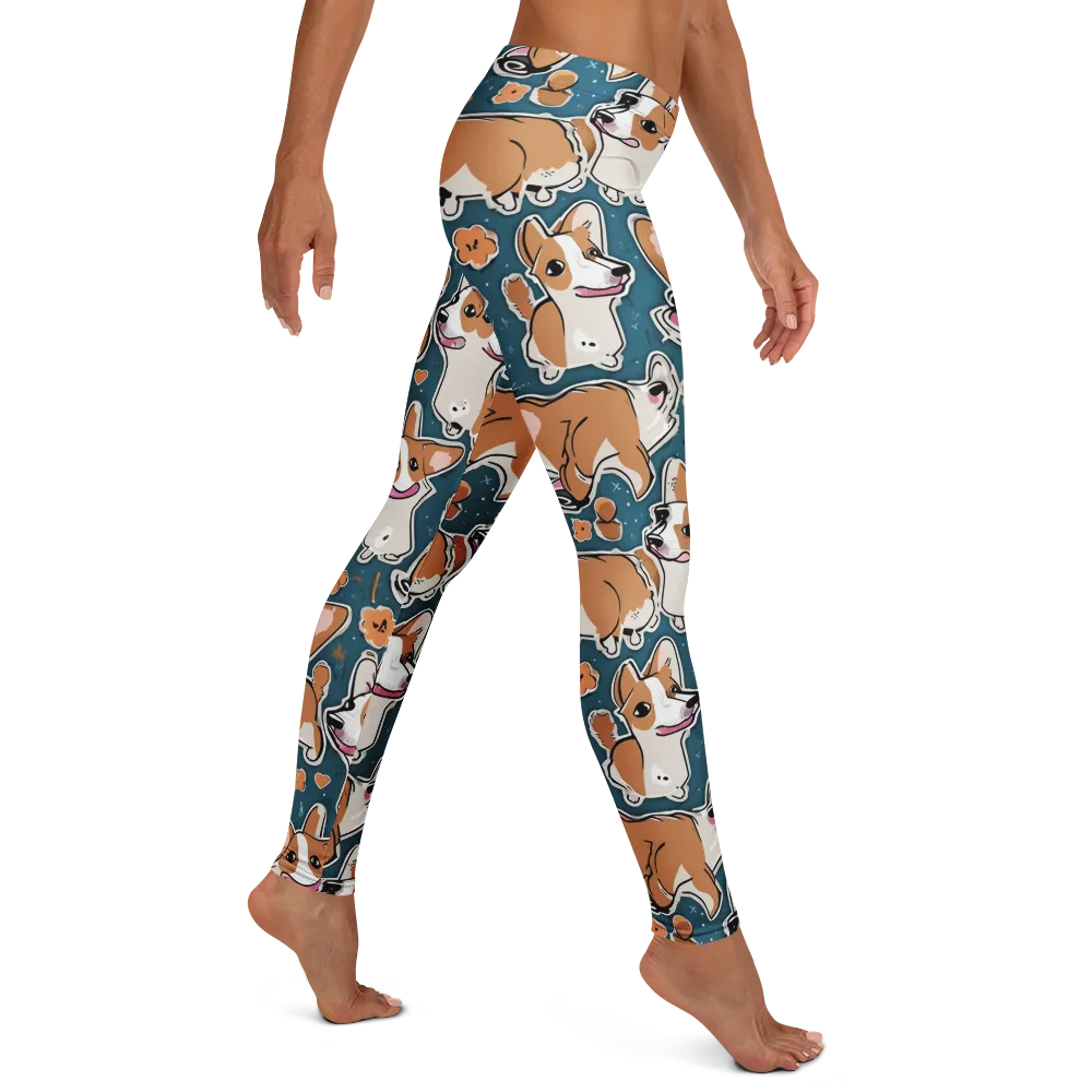Corgi Confetti on Leggings — Right