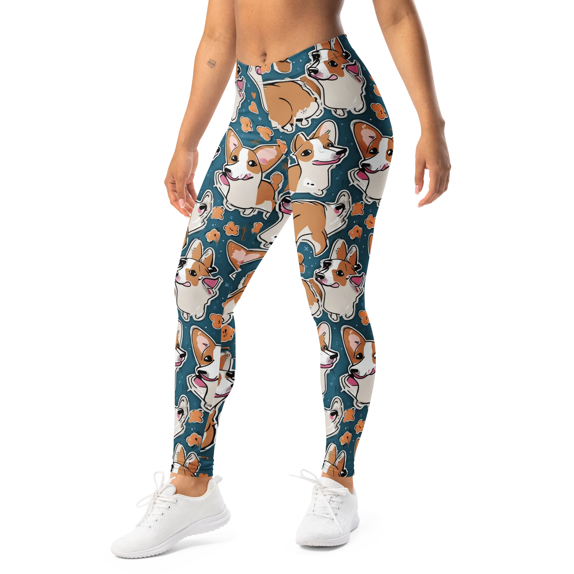 Corgi Confetti on Leggings — Left Front