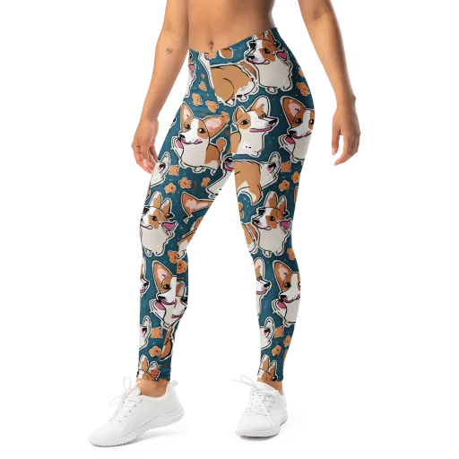 Corgi Confetti on a Leggings