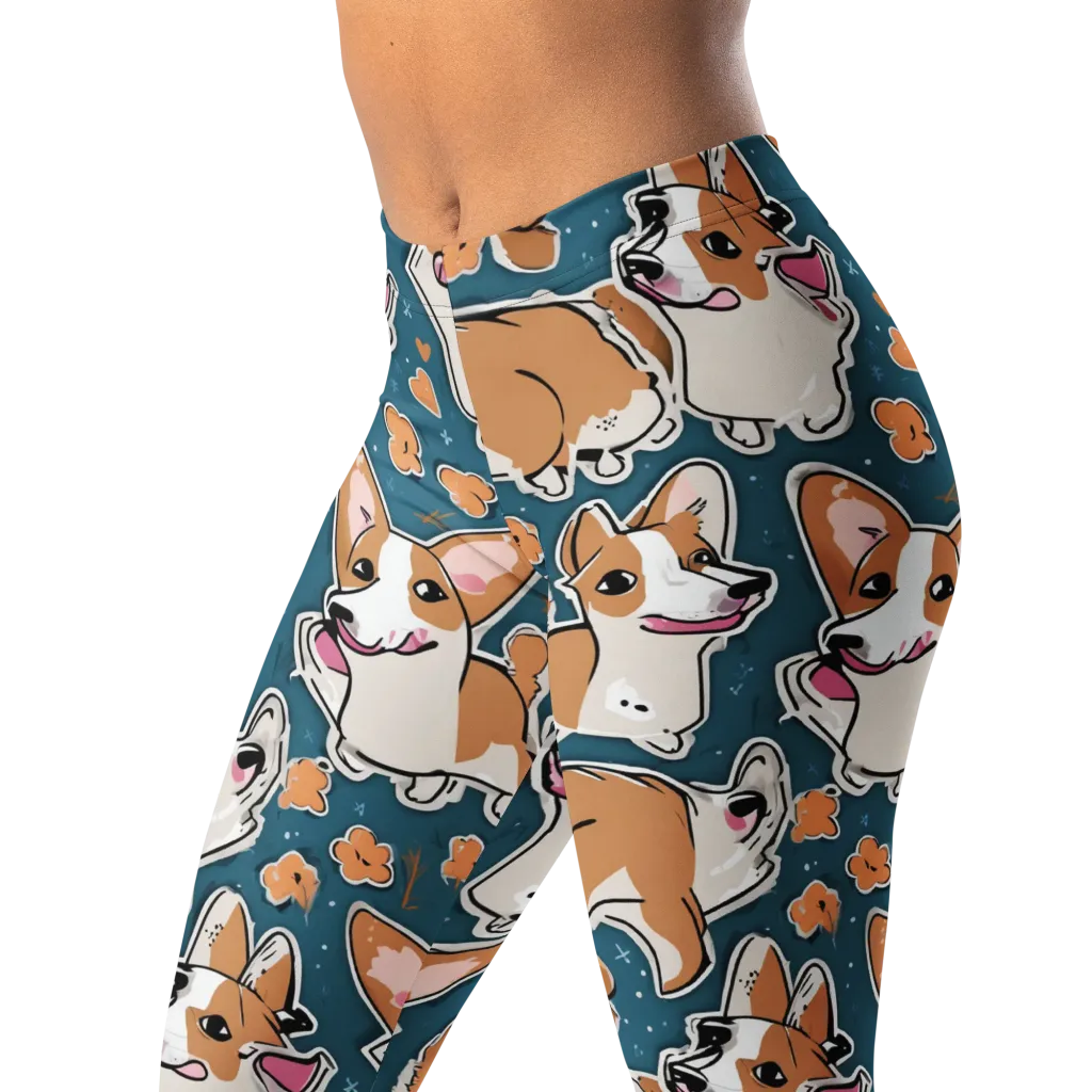 Corgi Confetti on Leggings — Left Front
