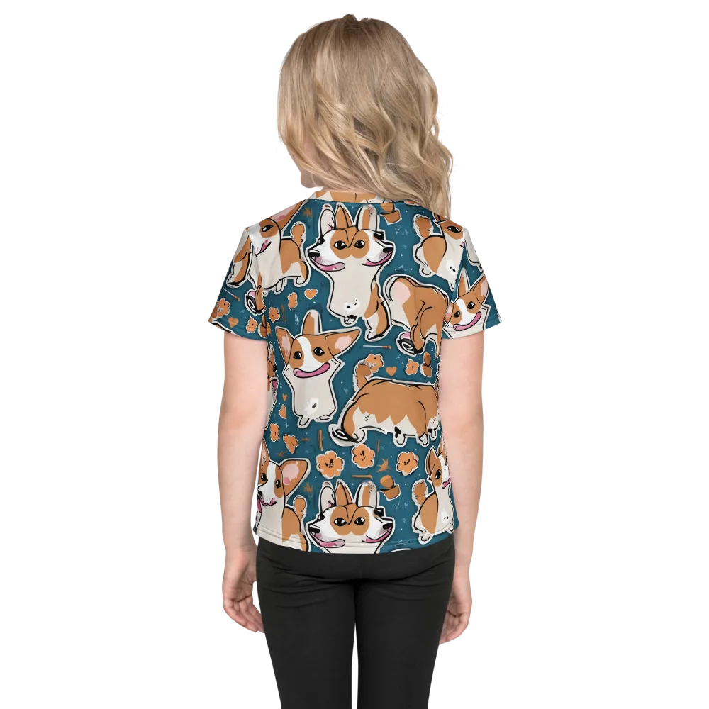 Corgi Confetti on Kids Crew Neck T-Shirt — Back