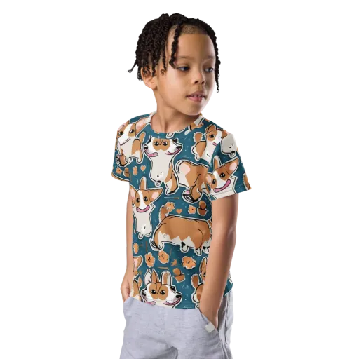 Corgi Confetti on a Kids Crew Neck T-Shirt
