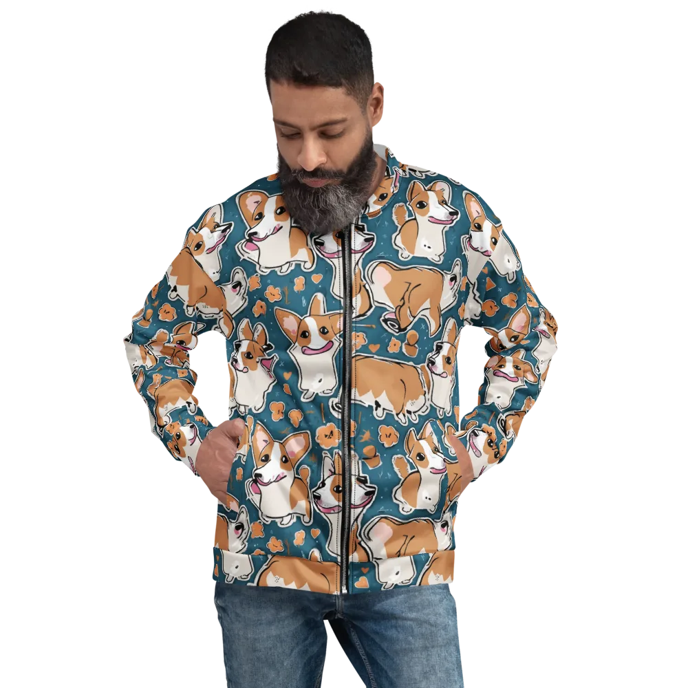 Corgi Confetti on Bomber Jacket — Front