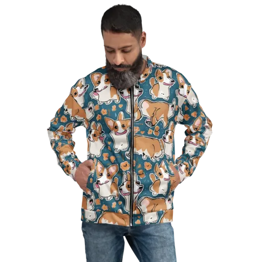 Corgi Confetti on a Bomber Jacket