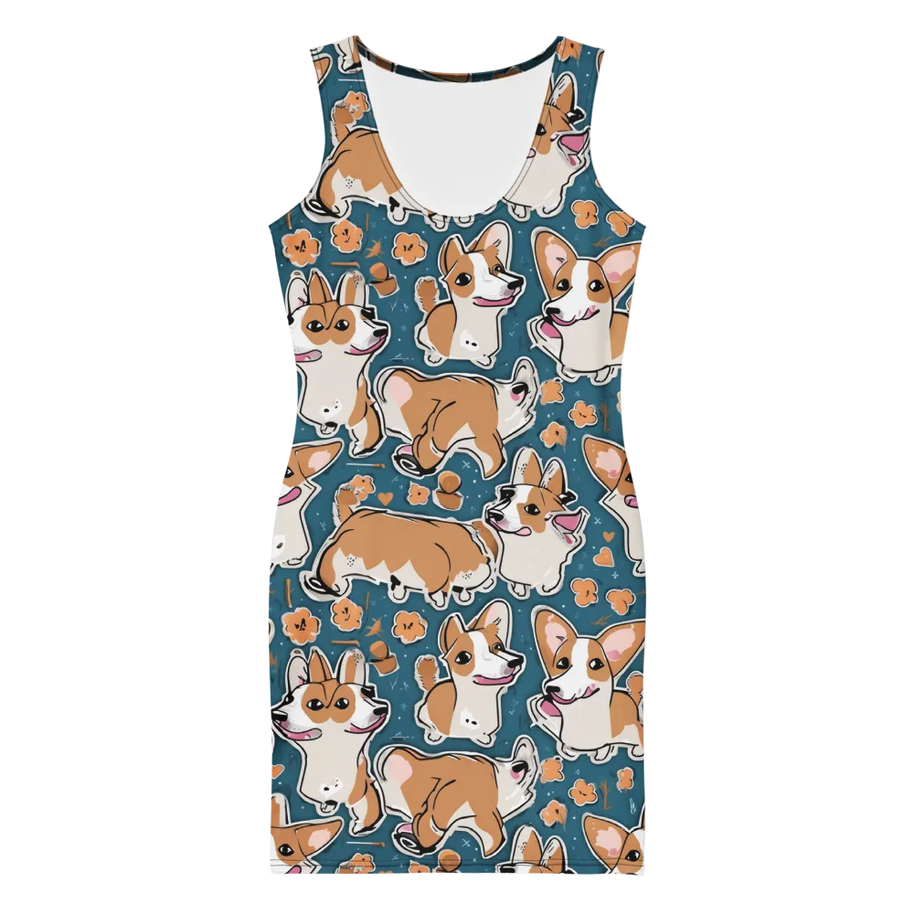 Corgi Confetti on Bodycon Dress — Front