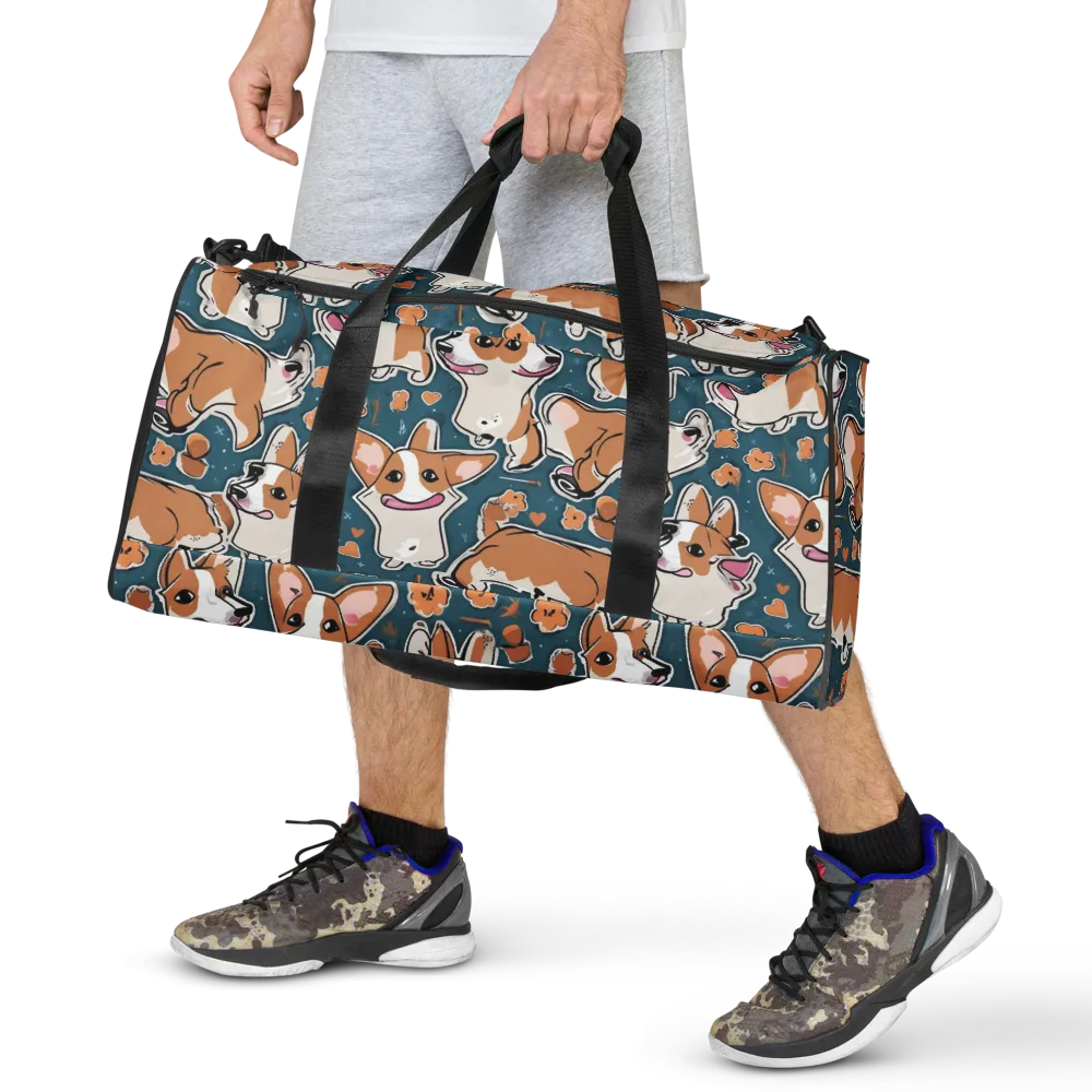 Corgi Confetti on Duffle Bag — Front