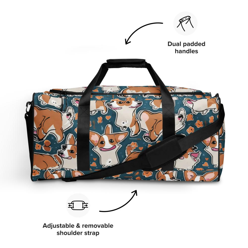 Corgi Confetti on Duffle Bag — Front