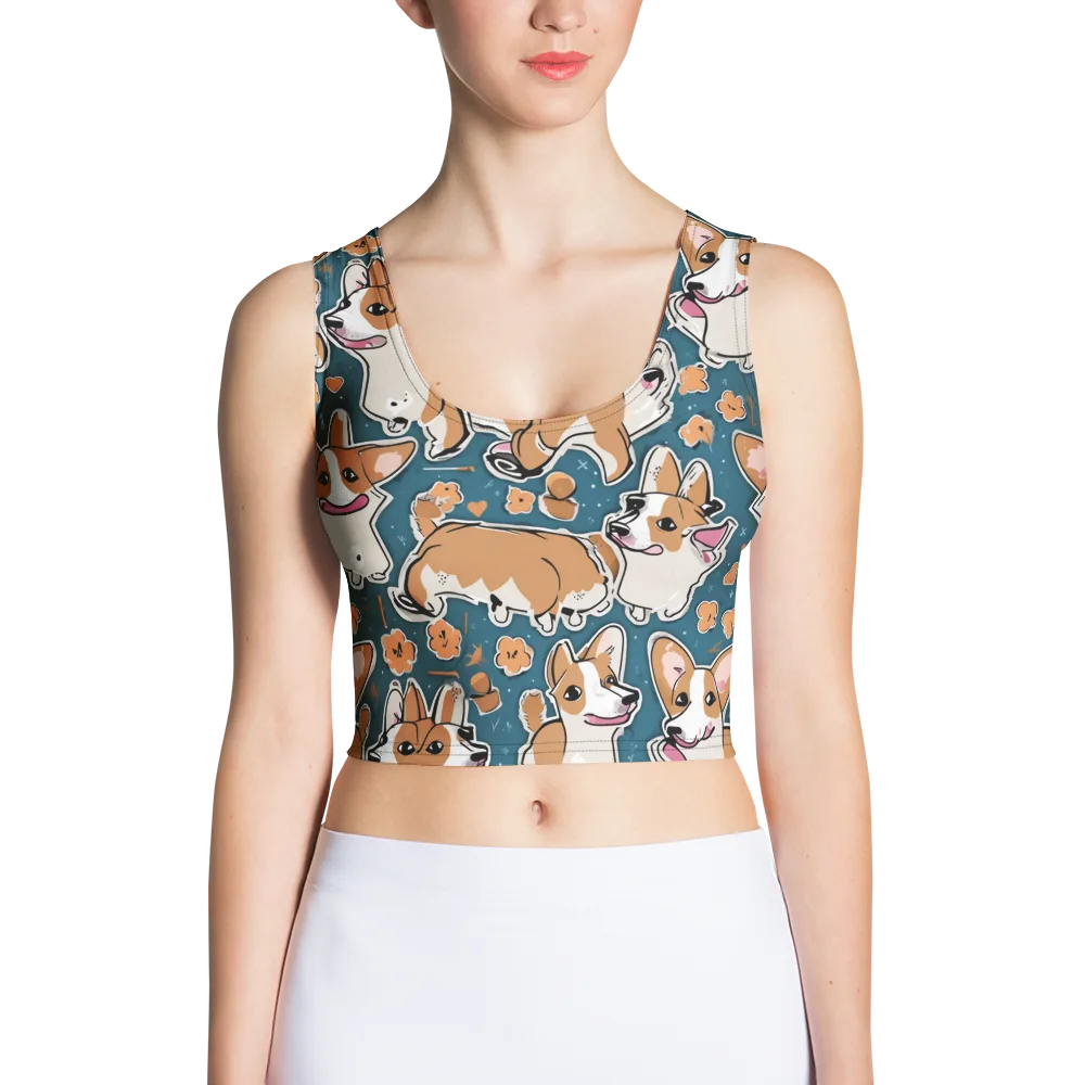 Corgi Confetti on Crop Top — Front