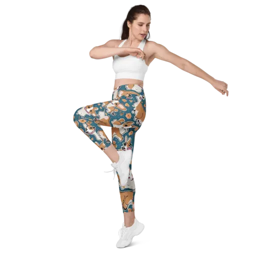 Corgi Confetti on a Leggings with Pockets