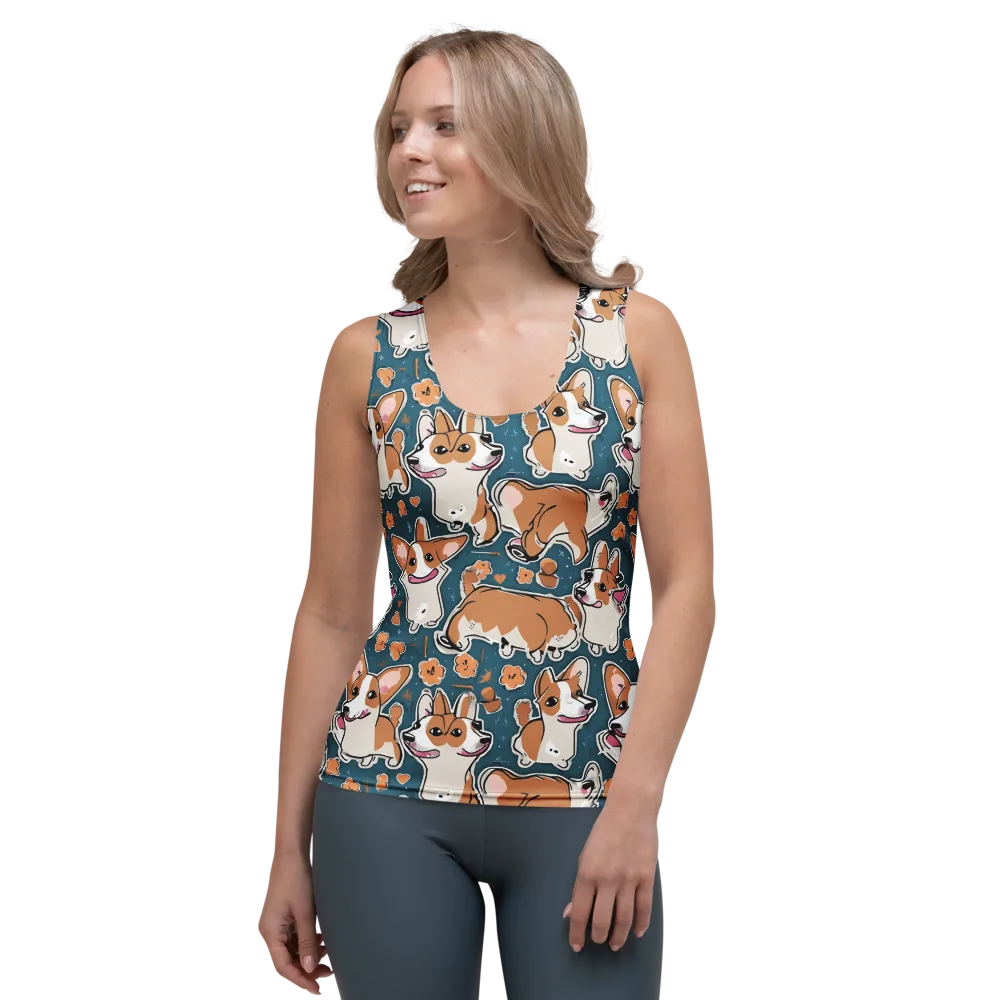 Corgi Confetti on Women's Tank Top — Front