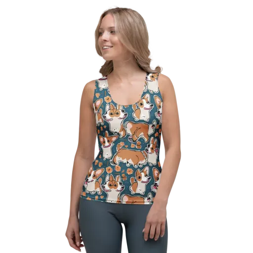 Corgi Confetti on a Women's Tank Top