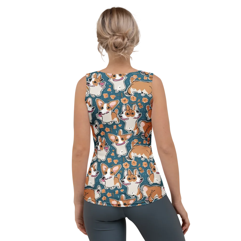 Corgi Confetti on Women's Tank Top — Back