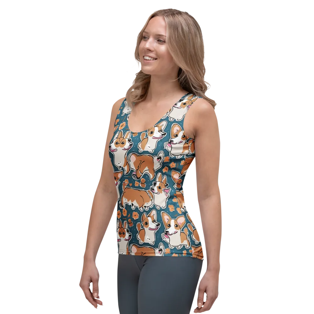 Corgi Confetti on Women's Tank Top — Left Front