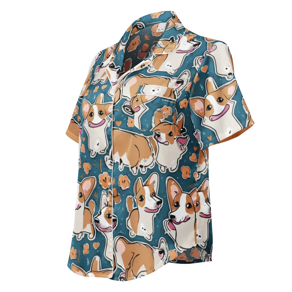 Corgi Confetti on Women's Short Sleeve Pajama Top — Left Front
