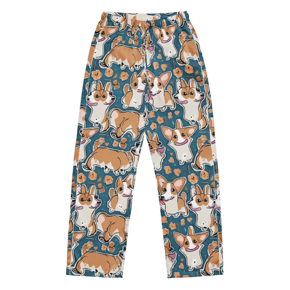 Corgi Confetti on Women's Pajama Pants — Front