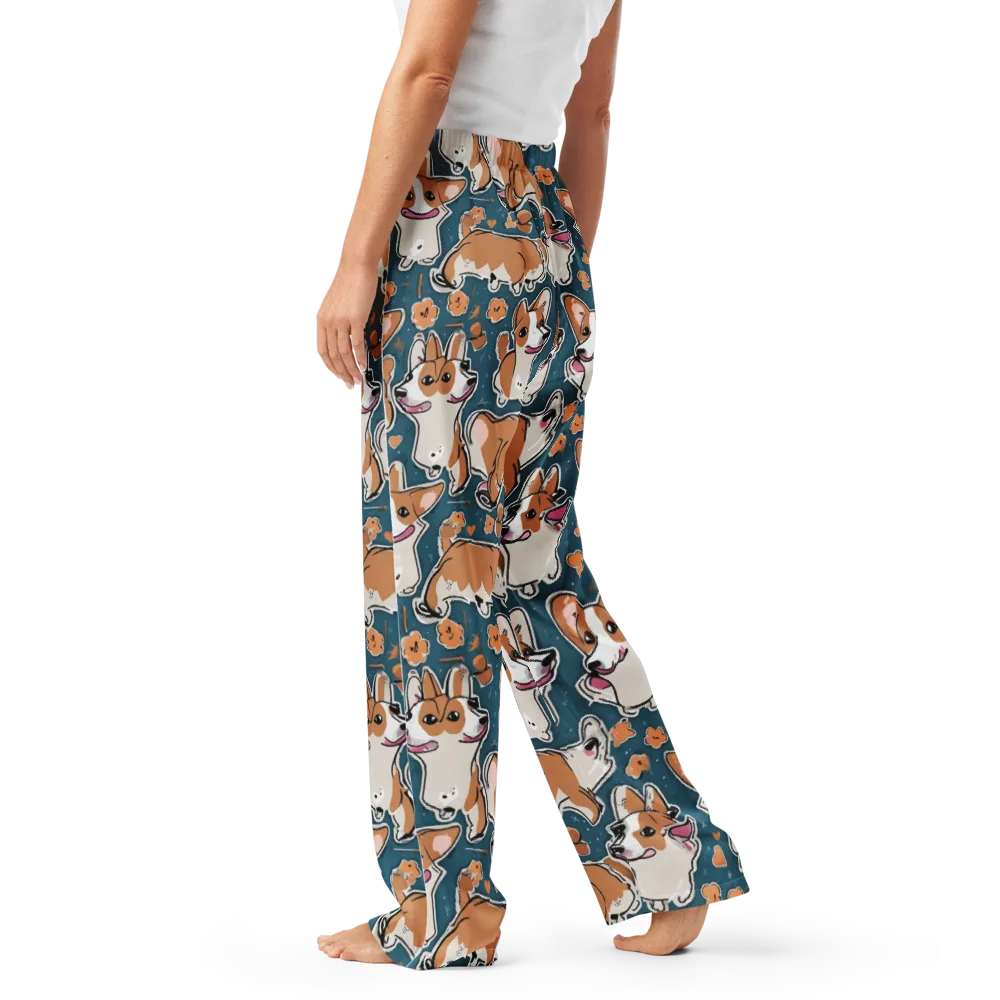 Corgi Confetti on Women's Pajama Pants — Left