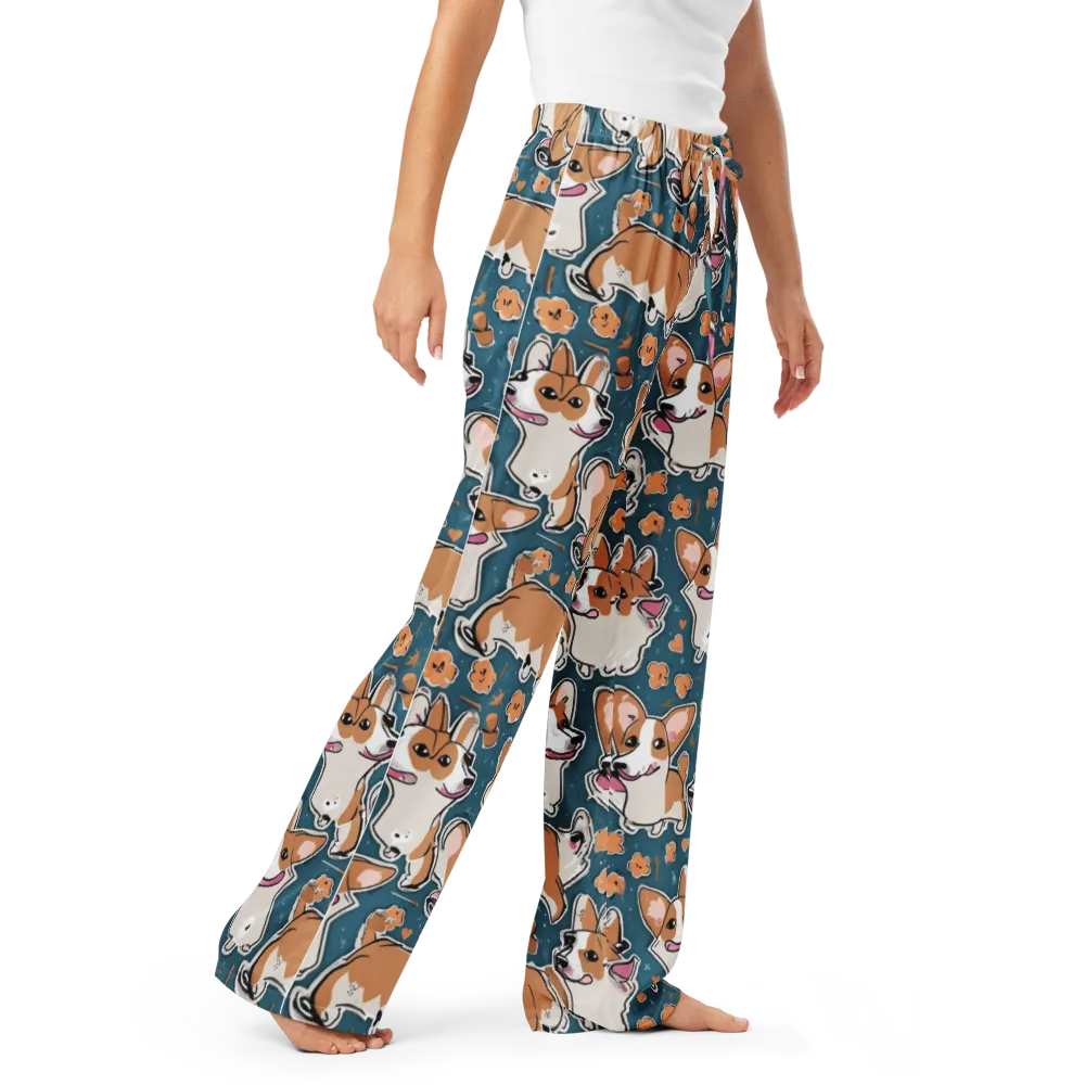 Corgi Confetti on Women's Pajama Pants — Right Front