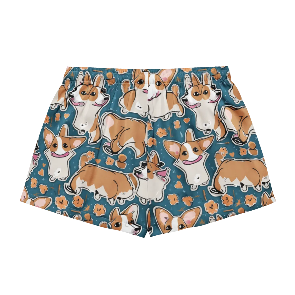 Corgi Confetti on Women's Pajama Shorts — Back