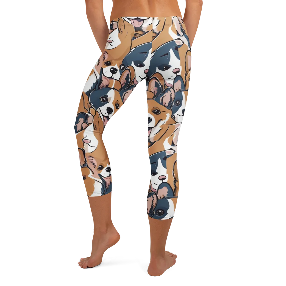 Corgi Caboodle on Capri Leggings — Back