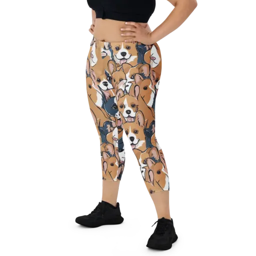 Corgi Caboodle on a Capri Leggings