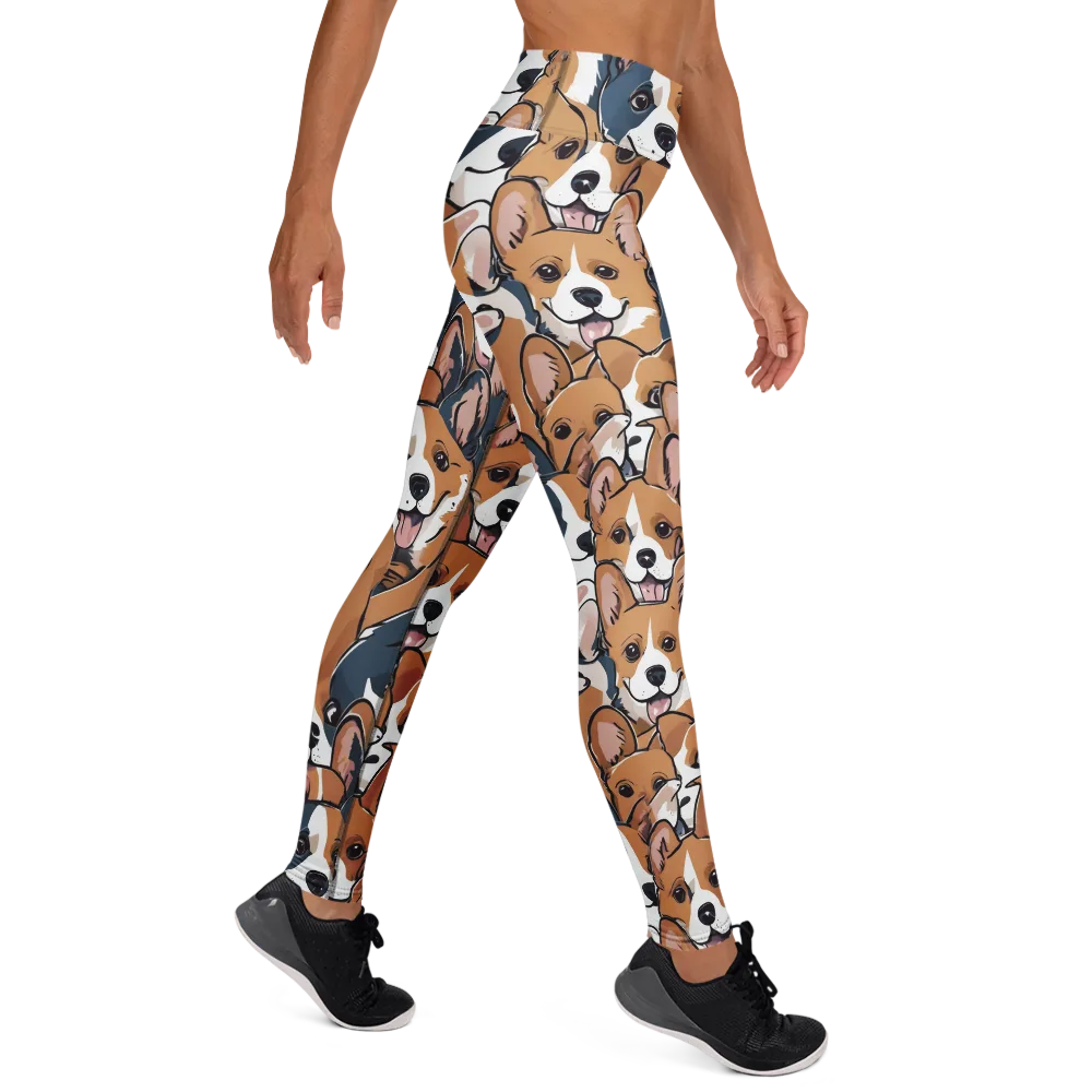 Corgi Caboodle on Yoga Leggings — Right