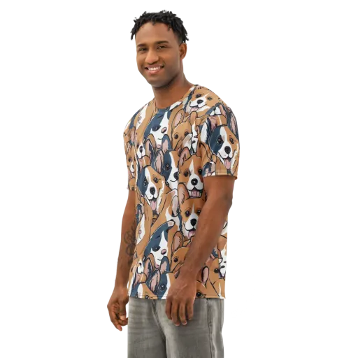 Corgi Caboodle on a Men's Cotton Crew Neck T-Shirt