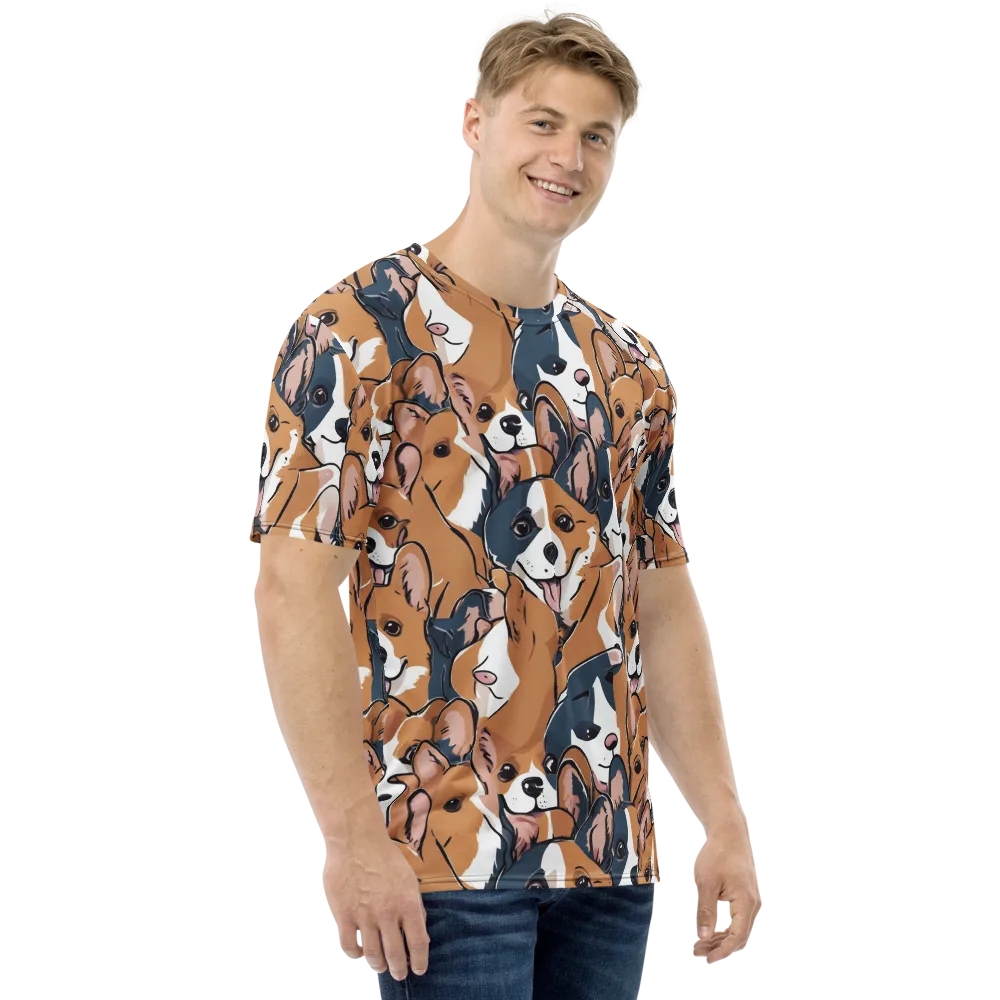 Corgi Caboodle on Men's Crew Neck T-Shirt — Right