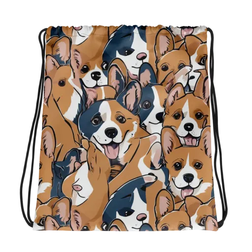 Corgi Caboodle on a Drawstring Bag