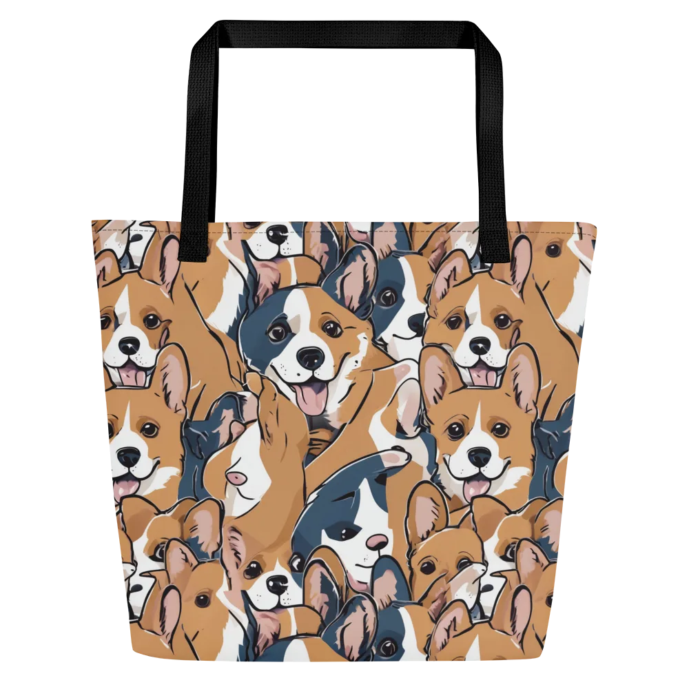 Corgi Caboodle on Large Tote Bag W/ Pocket — Front