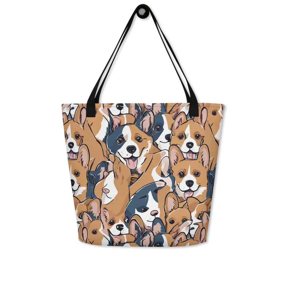 Corgi Caboodle on Large Tote Bag W/ Pocket — Front