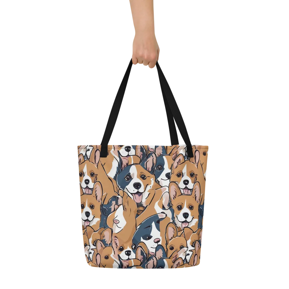 Corgi Caboodle on Large Tote Bag W/ Pocket — Front