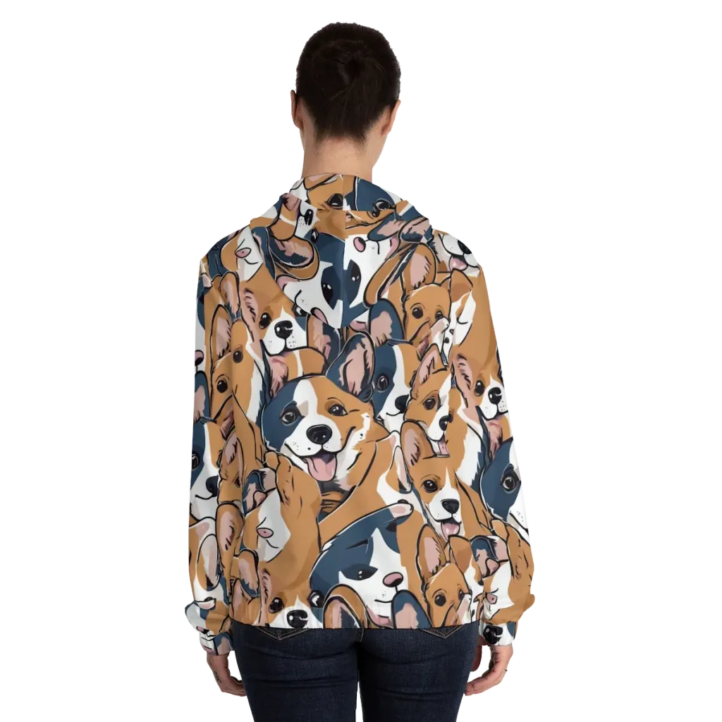 Corgi Caboodle on Women's Full-Zip Hoodie — Back On Person