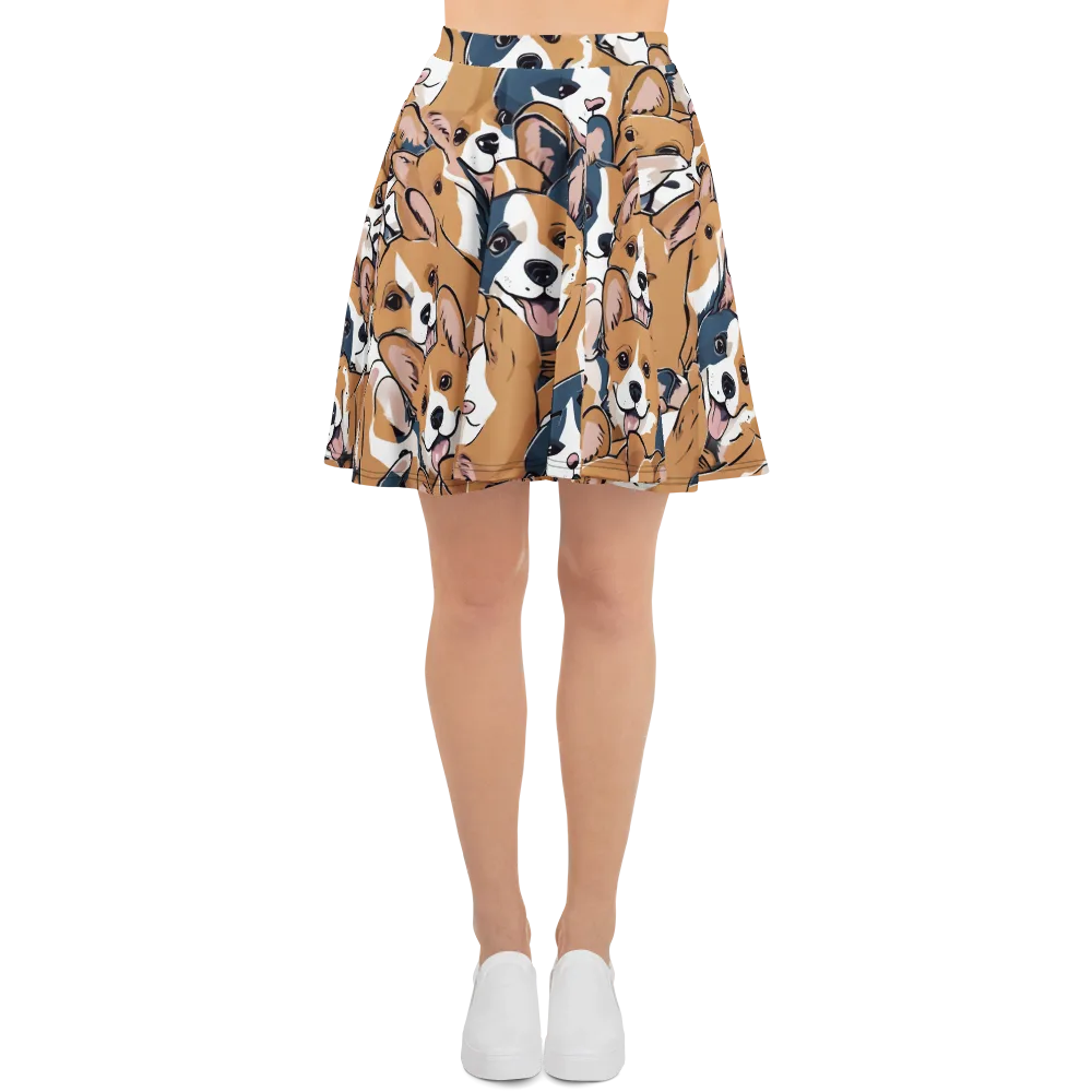 Corgi Caboodle on Skater Skirt — Front