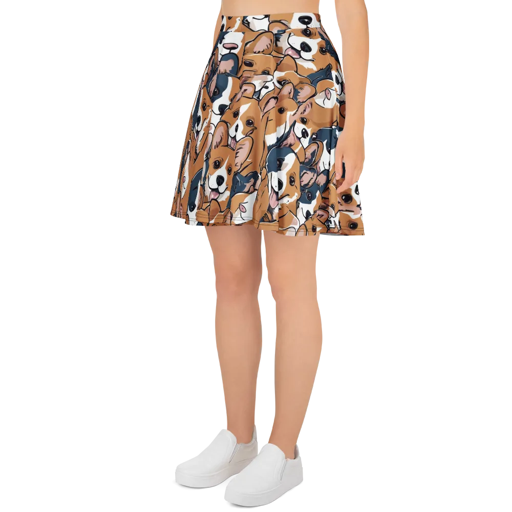 Corgi Caboodle on Skater Skirt — Left